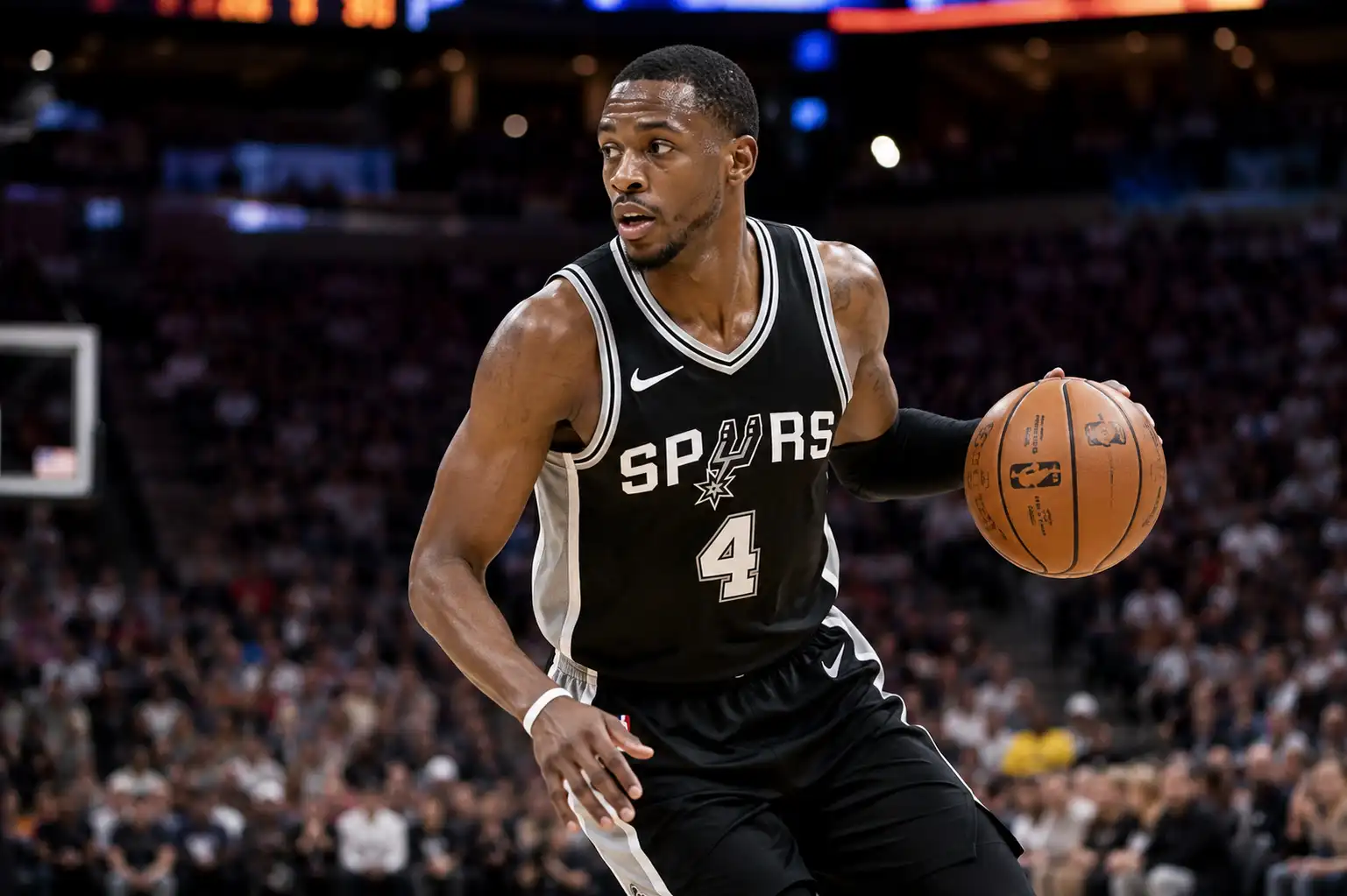 De’Aaron Fox playing for the San Antonio Spurs during an NBA game