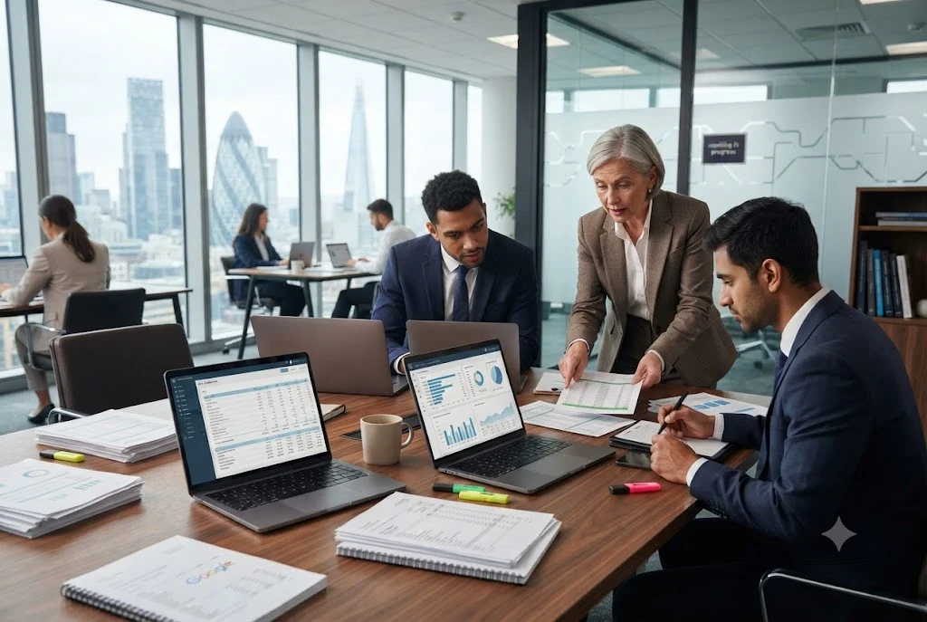 Professionals discussing accounting and finance definition in a modern business environment
