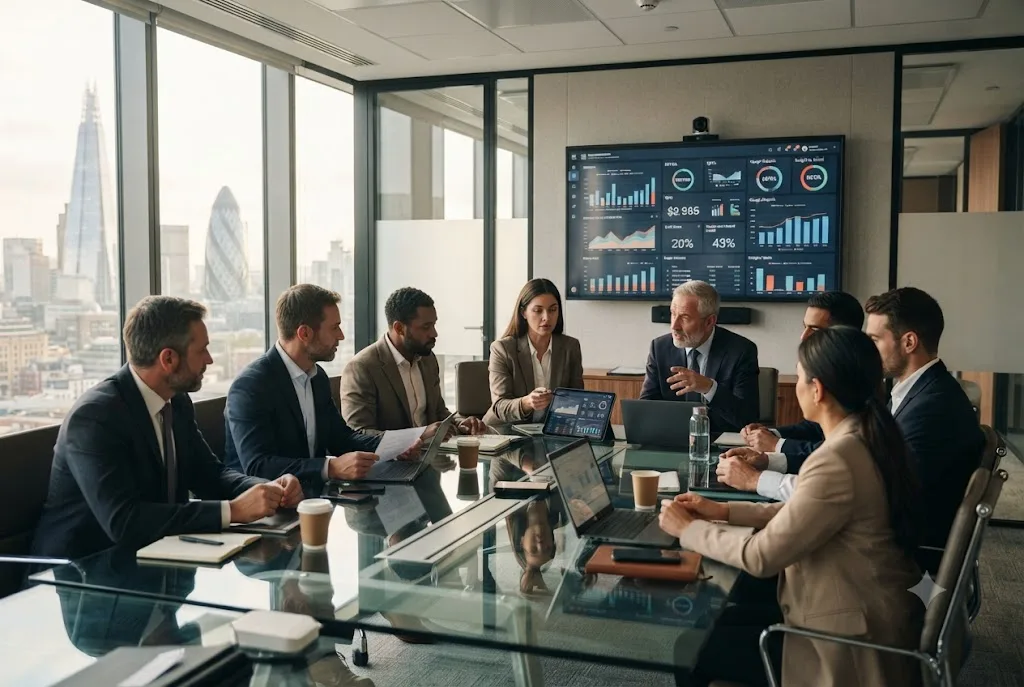 Finance business partner presenting financial insights to business leaders