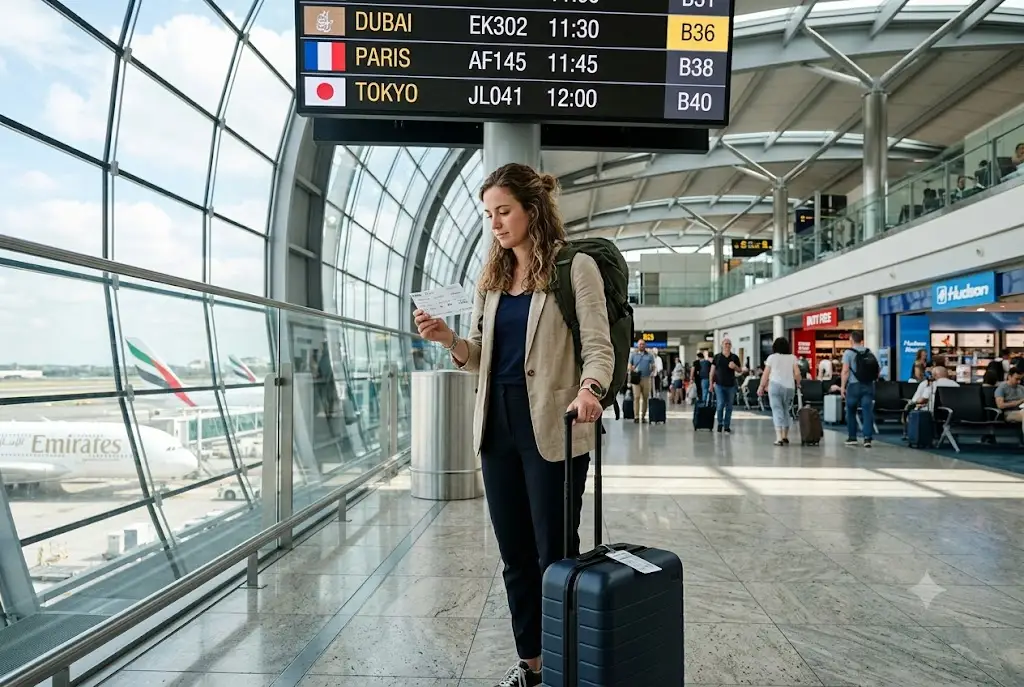 Solo traveller using one way travel insurance before an international flight