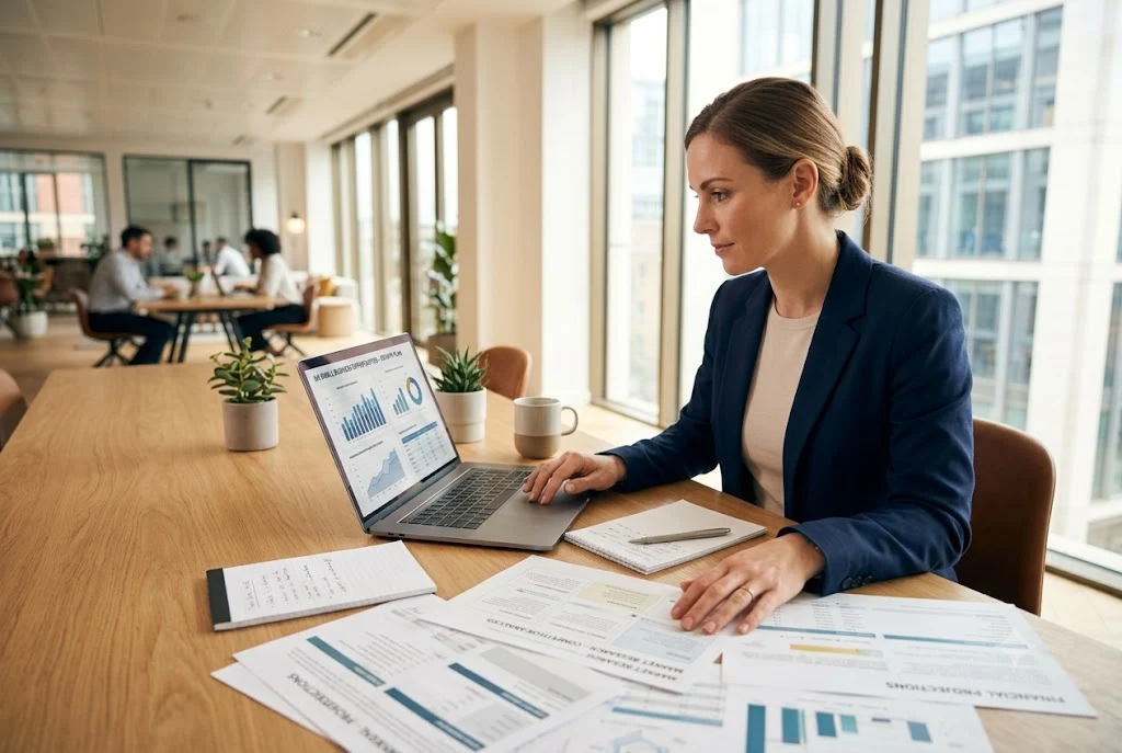 Entrepreneur researching small business opportunities in the UK