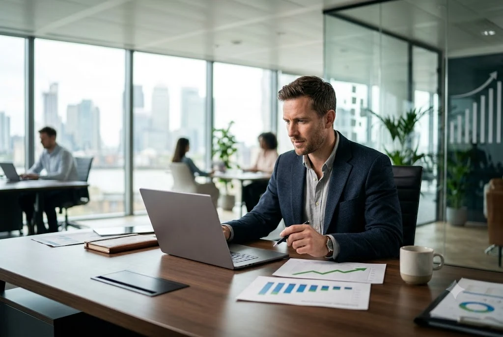 Entrepreneur researching top 10 most successful businesses to start