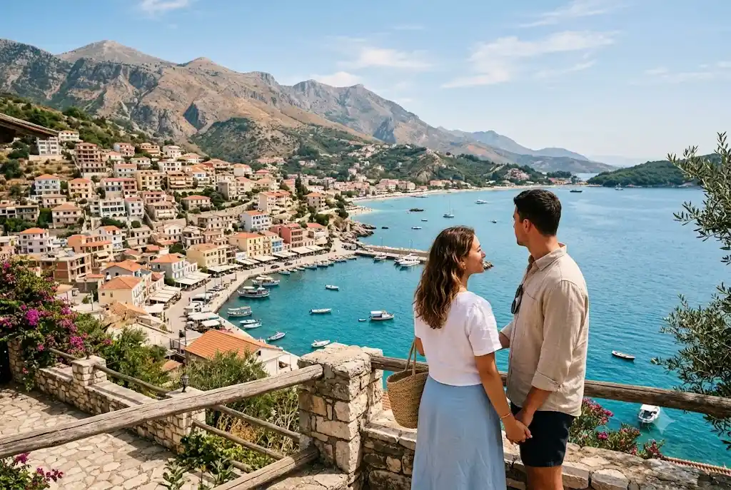 Couple exploring cheap alternative holiday destinations in Europe during a budget-friendly holiday