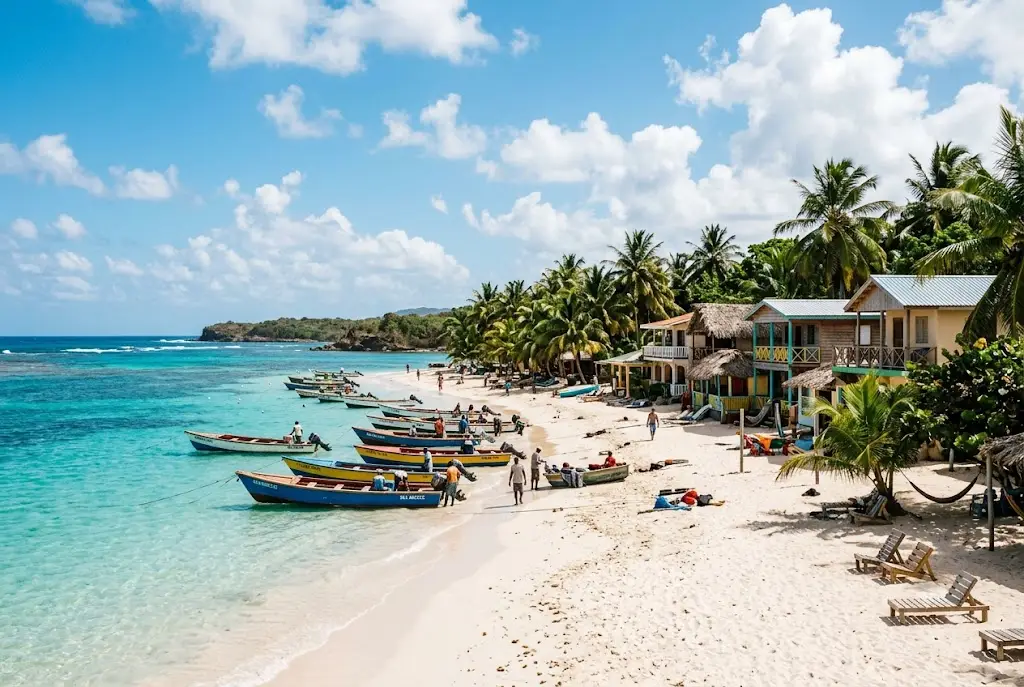 Beautiful tropical beach representing the cheapest places in the Caribbean