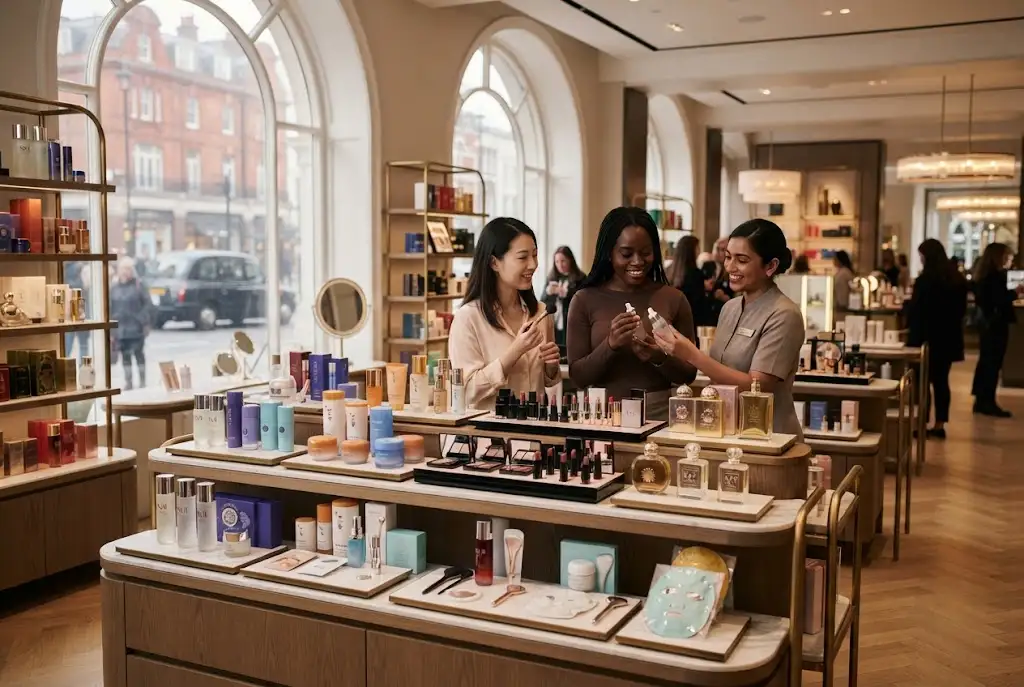 International beauty keywords represented through global makeup and cosmetics products