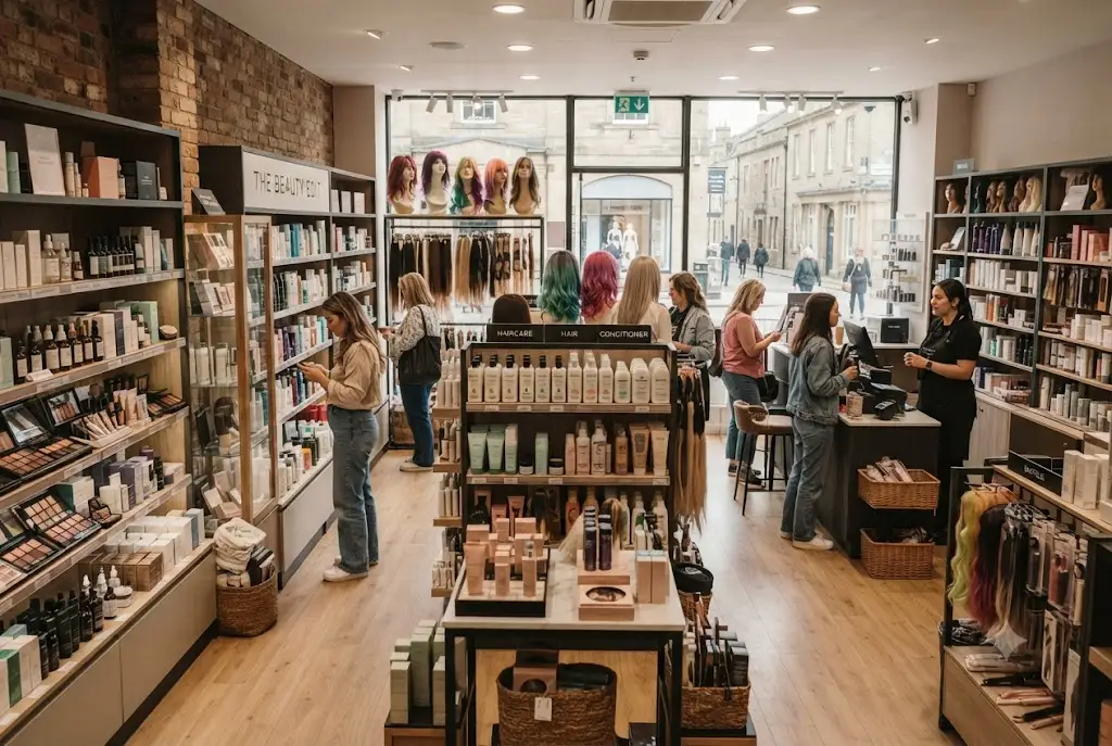 Regional beauty shops with cosmetics, hair products and beauty accessories