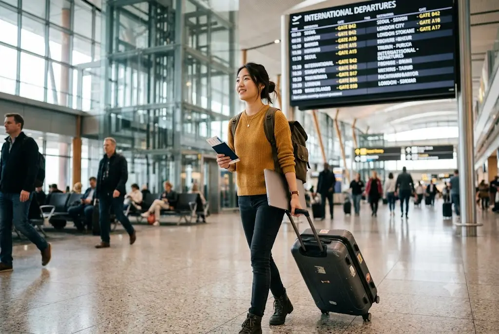 International student preparing to travel with study abroad insurance