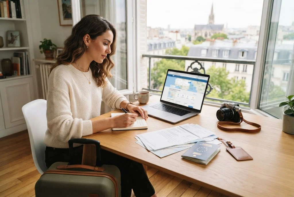 Travel bookings being organised for a holiday itinerary
